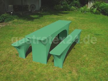 Stretch-Bierbankhussen-Set "Lüttich" in Farbe piniengrün